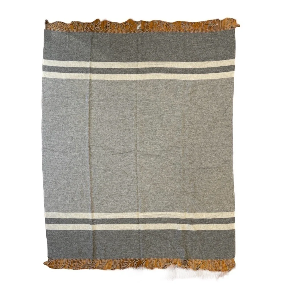 Alicia Adams Alpaca Canyon Throw Blanket Gray Alpaca Wool 51x71 NEW